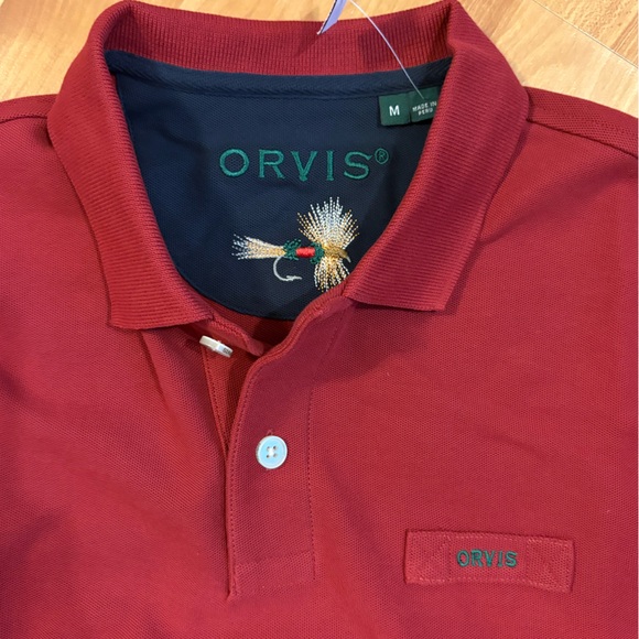 🔥Orvis Signature Long Sleeve Polo Men’s Shirt In Crimson UPF 50+ Sz M-NEW. - Picture 4 of 9